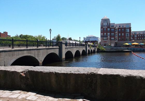 The Moody Street bridge over the Charles River in Waltham, Massachusetts